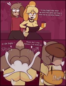 absurd_res alcohol animal_crossing anthro beverage bodily_fluids breasts brother brother_and_sister bubble canid canine clothing creamy_cum cum cum_inside cum_inside_request dialogue digby_(animal_crossing) dress drunk drunk_bubble duo euphorica excessive_cum excessive_genital_fluids exclamation_point female from_front_position genital_fluids heart_symbol hi_res incest incest_(lore) isabelle_(animal_crossing) kissing large_breasts male male/female mammal mating_press nintendo penis_in_pussy sex sibling sister sound_effects substance_intoxication text twincest vaginal vaginal_insertion vaginal_penetration vaginal_sex