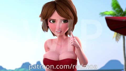 1girls 3d angry animated aunt_cass beach beach_umbrella big_breasts big_hero_6 big_hero_6:_the_series bouncing_breasts breasts brown_hair cass_hamada cleavage disney female green_eyes large_breasts light-skinned_female light_skin looking_at_viewer marvel marvel_comics mature_female milf redmoa short_hair short_video shorter_than_10_seconds solo sound strapless swimsuit tagme thevoicevixxen video watermark wip