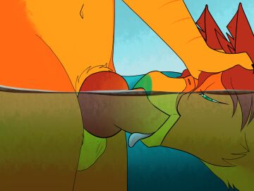 amber_wing ambiguous_gender animal_genitalia animal_penis anthro avian avian_arms beak beak_fetish beak_play beak_sex beakjob bird canine_genitalia canine_penis duo feathers fellatio genitals gryphon hand_on_head hi_res kneeling kneeling_oral_position lake licking male mythological_avian mythological_creature mythology oral orange_body orange_feathers partially_submerged penile penis public public_fellatio public_sex sex sillydraco smile standing tongue underwater underwater_blowjob underwater_sex water yellow_body yellow_feathers