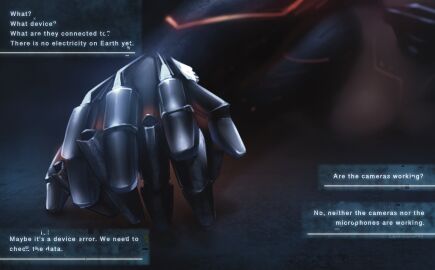 1boy 1girls bare_chest caleb_(love_and_deep_space) caleb_ultimate_weapon catrinaversy english_text faceless female from_behind hand_holding holding_chin holding_hands implied_sex love_and_deep_space male protagonist_(love_and_deep_space) straight