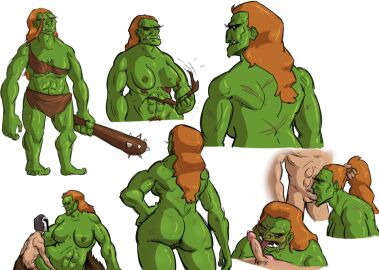 ass big_ass big_butt blowjob blowjob_face blush blushing_at_partner buff female green_body green_skin half-dressed half_naked human human_male interspecies jonathan1234 licking licking_penis light-skinned_male light_skin looking_at_viewer male muscular muscular_female orc orc_female original original_character partially_clothed partially_nude penis pulling_hair tough_girl