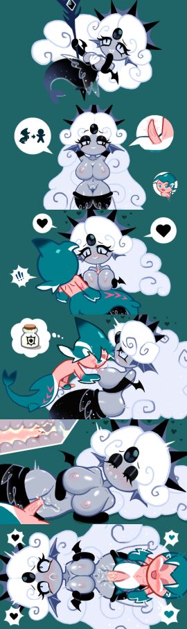 1boy 1girls ahe_gao ahegao_face big_breasts black_pearl_cookie breast_sucking breasts cookie_run cum cum_in_pussy cum_inside female male older_female paizuri pangotime penis penis_in_pussy pussy sorbet_shark_cookie tagme titfuck titjob young younger_penetrating_older