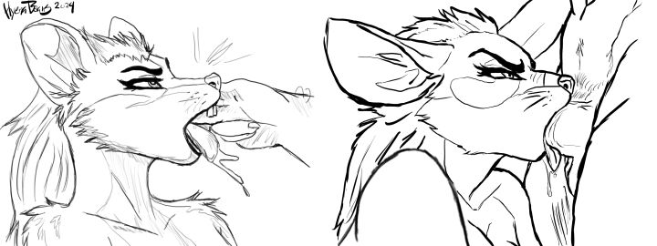 absurd_res anthro duo fellatio female hi_res hyena_beans male male/female oral penile penis sex