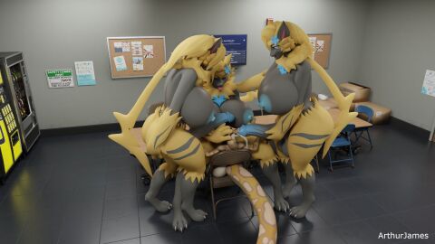 3d anthro arthurjames aurora_(nbanoob) big_ass big_breasts big_penis breasts bubble_butt cleavage female furry futanari huge_ass huge_breasts huge_cock intersex nipples penis pokemon pokemon_(species) tagme thick_thighs wide_hips zeraora