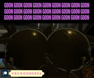 beast_darling_(cally3d) big_breasts breasts caption female goon_caption gooner gooning ink instruction_to_viewer large_breasts slime_girl vrcgooner06 vrchat