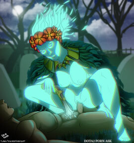 1boy 1girls barefoot breasts cowgirl_position dave_river dota dota_2 female female_on_top femdom gun male muerta_(celeste) pussy self_upload sex vaginal_penetration