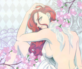 backless_dress backless_outfit breasts dress female highres large_breasts long_hair raise_wa_tanin_ga_ii red_eyes red_hair sideboob solo somei_yoshino_(raise_wa_tanin_ga_ii) yakuza_fiancé:_raise_wa_tanin_ga_ii