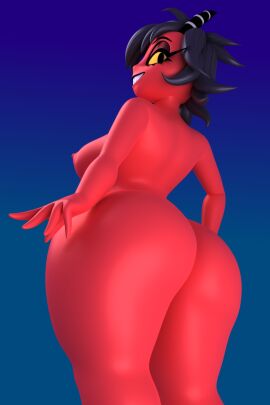 3d anthro argos90 ass ass_grab big_ass blender_(artwork) blender_cycles digital_media_(artwork) female female_only helluva_boss hi_res looking_back millie_(helluva_boss) nude nude_female solo solo_focus thick_ass thick_thighs thighs