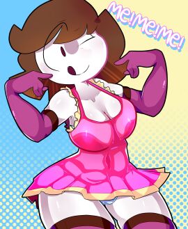 1girls 2020s backdrop backround belly_button_visible_through_clothing big_eyes blue_and_yellow blue_panties brown_hair candy_girl cute cute_face female gummy_creature happylikeawall happylikeawall_(artist) knee_high_socks knee_highs kneehighs light-skinned_female light_skin living_candy long_gloves looking_at_viewer navel_visible_through_clothes oc original_character pale-skinned_female pale_skin pale_skinned pink_dress pink_gloves pink_kneehighs pink_skirt pink_socks purple_eyes self_insert skirt smiling_at_viewer striped_panties toony twitter wink winking_at_viewer youtube youtube_avatar youtuber youtuber_girl