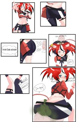 ass ass_bigger_than_head ass_focus butt_crack butt_focus commission commission_art fart fart_cloud fart_fetish farting farting_in_face fat_ass hakos_baelz huge_ass red_hair sitting sitting_on_person surprised thick_thighs wide_hips