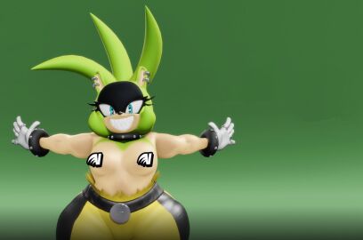 1girls 2025 3d 3d_model 3d_render arms_out arms_up big_thighs blue_eyes breasts censored_nipples clenched_teeth ear_piercing earrings eyelashes female green_skin idw_comics idw_publishing mobian mobian_(species) mobian_tenrec pony_tail ponytail ripped_clothing ripping_clothing sega sharp_teeth shirtless short_hair smile smiling smiling_at_viewer solo solo_female solo_focus sonic_(series) sonic_the_hedgehog_(comics) sonic_the_hedgehog_(idw) sonic_the_hedgehog_(series) surge_the_tenrec teeth_bared teeth_showing tenrec tenrec_girl tenrec_humanoid thick_thighs thighs vulkyasha