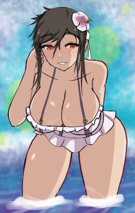 1girls breasts brown_hair cleavage female female_only final_fantasy final_fantasy_vii final_fantasy_vii_rebirth final_fantasy_vii_remake huge_breasts in2naps looking_at_viewer smile solo swimsuit tifa_lockhart tifa_lockhart_(shining_spirit)