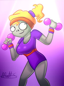 1girls aerobics_instructor_(pvz) breasts curvy electronic_arts female lolwutburger lwbafterdark plants_vs_zombies popcap pussy undead vagina zombie zombie_(pvz) zombie_girl