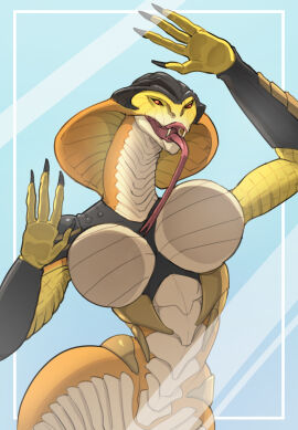 1girls 2024 4_fingers against_glass against_surface anthro anthro_only apode armor bedroom_eyes breasts breasts_on_glass claws cobra digital_drawing_(artwork) digital_media_(artwork) draconcopode exposed_breasts fangs featureless_breasts female female_only finger_claws fingers forked_tongue glass glass_wall hi_res legless licking_glass long_tongue naga narrowed_eyes on_glass pose red_eyes reptile scalie seductive serpentine simple_background snake snake_eyes snake_hood solo solo_female teeth thechurroman tongue unconvincing_armor viper_(x-com) x-com xcom_2 yellow_body