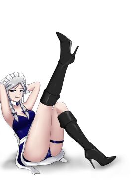 boots female high_heel_boots high_heels legs maid originxyz sakuya_izayoi silver_hair tagme thighs touhou white_hair