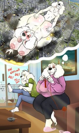 anthro anthro_only anthro_penetrating ass big_ass big_breasts bigger_female breasts bredlay bredlaybagordh canid canine canis chubby_female city city_destruction destruction destructive_sex dirty domestic_dog exposed fat_ass female fetish fucked_into_submission furry imagining impregnation incest larger_female macro macro_female male male_penetrating_female micro milf nipples olannah public_nudity public_sex sex shaking skinny thoughts uncanny_valley white_fur younger_male