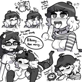 1:1 2024 absurd_res akira_(ikeychain) announcing_orgasm aroused blowjob_in_the_pose blush blush_lines bodily_fluids bottomless breasts choker clothed clothing cross cum cum_string demon demon_humanoid digital_drawing_(artwork) digital_media_(artwork) duo ear_piercing emanata english_text eyewear fellatio female fishnet_clothing fishnet_leggings fishnet_legwear freckles freckles_on_face futa/female futanari genital_fluids genitals glasses greyscale heart_symbol hi_res horn horned_humanoid human humanoid humanoid_genitalia humanoid_penis ikeychain intersex intersex/female inverted_cross jewelry kenny_(ikeychain) kissing leggings legwear membrane_(anatomy) membranous_wings monochrome necklace nipples nosebleed oral original penile penis penis_kissing piercing saliva saliva_string sex simple_background spade_tail speech_bubble tail text thigh_highs tongue trans_woman transfem voidling white_background wings