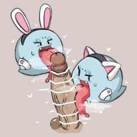 balls big_penis black_eyes blue_body boo_(mario) censor_bar censored close-up close_up close_up_view closeup closeup_view cuff_links disembodied_penis erection face_focus fake_cat_ears fake_ears fake_rabbit_ears female genitals ghost group half-closed_eyes heart_symbol ineffective_censorship lahla licking looking_at_viewer male male/female mario_(series) narrowed_eyes nintendo open_mouth oral oral_sex_close-up oral_sex_close_up oral_sex_closeup osakana2gou paper_mario peeka penile penis penis_lick sex sibling_(lore) siblings sister_(lore) sisters sisters_(lore) spirit tongue tongue_out trio twins twins_(lore)