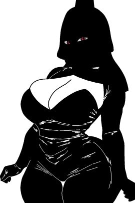big_ass big_breasts black_body black_clothing breasts clothing curvy curvy_figure female female_only imu_(one_piece) looking_at_viewer one_piece red_eyes thighs traced