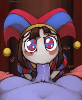 anthro duo fellatio female glitch_productions hi_res humanoid jax_(tadc) jax_(the_amazing_digital_circus) lagomorph leporid looking_at_viewer male male/female male_pov mammal marsminer oral penile penis pomni_(tadc) pomni_(the_amazing_digital_circus) pov rabbit sex the_amazing_digital_circus