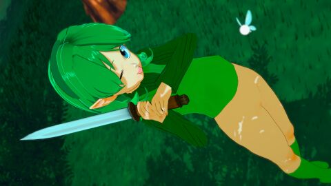 1girls 3d 3d_model bottomless elf_ears fairy female female_only green_hair hi_res high_resolution highres holding_sword image_set kaio-sheeen koikatsu kokiri navi nintendo no_panties ocarina_of_time petite pointed_ears pussy saria smooth smooth_pussy solo the_legend_of_zelda tongue tongue_out video_game video_game_character video_game_franchise winking_at_viewer