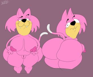 2023 2d 2d_(artwork) 2d_artwork anthro ass big_ass big_breasts big_butt blastprocessing16 breasts choo-choo_(top_cat) digital_art digital_drawing_(artwork) digital_media_(artwork) feline female furry furry_female hanna-barbera jellystone_(hbo_max) looking_back pink_body pink_fur pink_hair thick_thighs top_cat_(series)