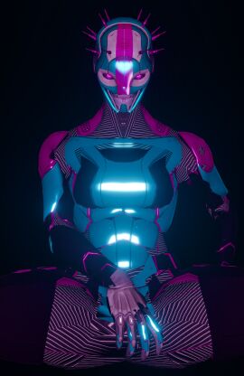 covering_crotch covering_pussy destiny_(game) destiny_(video_game) destiny_2 diamond-14 diamond-14_(exogold24) exo exo_(destiny) exogold24 female legs_apart legs_spread multicolored_body pink_eyes pussy robot robot_girl robot_humanoid