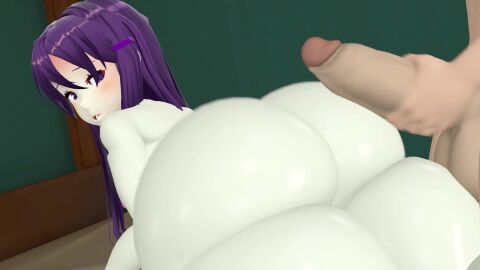 1boy 1girls 3d animated ass ass_focus bubble_butt clapping_cheeks cum cumming doki_doki_literature_club female huge_ass large_penis long_hair loop masturbation mr_chazz80 nude on_bed purple_eyes purple_hair sfm shaking_ass sound source_filmmaker tagme twerking video yuri_(doki_doki_literature_club)