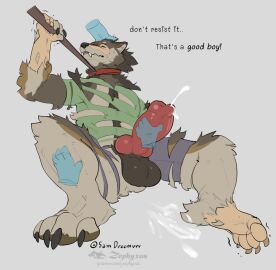 4_toes 5_fingers animal_genitalia animal_penis anthro artist_logo artist_name balls big_balls big_penis black_claws black_nose bodily_fluids body_hair bottomwear brown_body brown_fur brown_pawpads canid canine canine_genitalia canine_penis cheek_tuft claw_growth claws closed_eyes clothing collar cum cum_on_ground cumshot destroyed_clothing dialogue digitigrade disembodied_hand ears_back ejaculation english_text erection facial_tuft feet finger_claws fingers fluffy fur fur_growth genital_fluids genitals ghost_hands grey_background grey_body grey_fur growth happy_trail heavy_petting human human_to_anthro knot leash leash_pull logo looking_pleasured male mammal mane masturbation mid-transformation motion_lines multicolored_body multicolored_fur muscle_growth muscles muscular muscular_anthro muscular_male mythological_canine mythological_creature mythology neck_tuft offscreen_character open_mouth orgasm pants parted_lips patreon pawpads paws penile penile_masturbation penis pet_praise pink_penis pivoted_ears plantigrade_to_digitigrade praise pubes quivering_lips sam_(dre3mrr) shirt simple_background sitting snaggle_tooth solo solo_focus species_transformation tan_body tan_fur teeth text thick_penis toe_claws toes topwear torn_bottomwear torn_clothing torn_pants torn_shirt torn_topwear transformation tuft url were werecanid werecanine werewolf wolf zephyxus