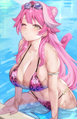1girls 2024 2d 2d_(artwork) alternate_costume animal_ears animal_tail big_breasts bikini bikini_bottom bikini_top bra breasts female female_focus female_only front_view high_resolution highres hololive hololive_english hololive_english_-justice- hourglass_figure huge_breasts light-skinned_female light_skin long_hair one_eye_closed panther_ears panther_girl panther_tail pink_bikini pink_bikini_bottom pink_bikini_top pink_hair pink_swimsuit pool poolside qiaodao_you raora_panthera revealing_swimsuit solo solo_female solo_focus swimsuit thong thong_bikini two_piece_swimsuit usb213 virtual_youtuber vtuber vtuberfanart water wet wet_body yellow_eyes young young_female younger_female