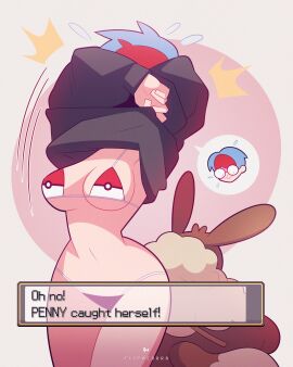 1girls androgynous androgynous_female blue_hair blush female flipherrrr glasses goth goth_girl hoodie hoodie_lift nerd nerdy_female partially_clothed penny_(pokemon) pokemon pokemon_sv red_hair short_hair solo solo_female tomboyish two-tone_hair underwear undressing