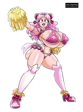 ass big_ass big_breasts breasts cheerleader cure_yell dalpheushills female hugtto!_precure navel_piercing nono_hana piercing pink_eyes pink_hair precure pretty_cure