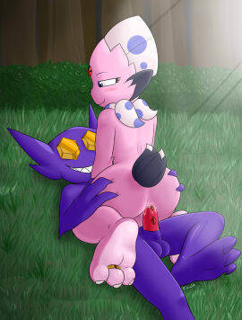 3_fingers 3_toes absurd_res accessory ambiguous_gender anthro ass ass_grab balls barefoot bedroom_eyes blush butt_grab claws colored countershade_feet countershading detailed_background digit_ring digital_media_(artwork) duo electricity expressions fan_character feathers feet fingers full-length_portrait fur generation_3_pokemon generation_4_pokemon genitals grass grin hand_on_ass hand_on_butt hi_res jewelry kerolink light lightning male male/male mr_fuwa narrowed_eyes nerkie_(character) nice_view nintendo paws penetration penile penile_penetration penis pink_body pink_fur pinup plant pokemon pokemon_(species) portrait pose purple_body purple_eyes purple_skin riding riding_dick ring sableye seductive sex shaded smile soles sunlight tail teeth teeth_showing toe_ring toes tree two-tone_feet two-tone_paws unusual_anatomy unusual_genitalia unusual_penis weavile yellow_eyes