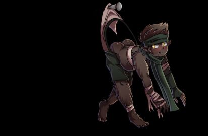 1boy 2019 animated ass belly blush fat--cow fur gay headband humanoid male male_only original original_character scarf slightly_chubby solo transparent_background wedgie werewolf yaoi yellow_eyes young