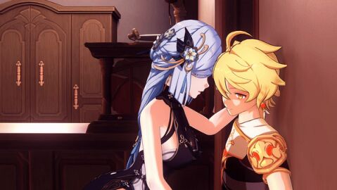 1boy 1girls aether_(genshin_impact) animated female genshin_impact long_hair male masturbation ndk7 pleasure_face shenhe_(frostflower_dew)_(genshin_impact) shenhe_(genshin_impact)