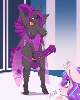 1futa 1girls absurd_res accessory animal_penis anthro arthropod balls balls_stretcher ballsack big_balls big_breasts big_penis blush breasts changeling changeling_queen chapaevv dangling_balls dangling_testicles digital_media_(artwork) duo ear_piercing english_text equine_penis erection fan_character female flurry_heart_(mlp) frenum_ladder frenum_piercing friendship_is_magic futa_focus futanari genitals hair hasbro hi_res hooves horn horsecock horsecock_futa huge_cock insect_wings intersex jewelry long_hair low_hanging_balls medial_ring my_little_pony neck_ring nipple_piercing nipples nude older_flurry_heart_(mlp) open_mouth part_of_set penis penis_accessory piercing queen_vestala_(mlp) ring_piercing scrotum tail testicles text translucent translucent_belly translucent_body translucent_wings vein veiny_penis wings