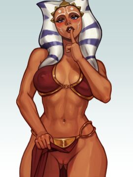 1girls 2d abs aged_up ahsoka_tano akeowi athletic athletic_female bare_legs belly_dancer belly_dancer_outfit bikini bikini_top blue_eyes blush breasts chain_leash color embarrassed erect_nipples_under_clothes female female_only femsub finger_to_mouth fit fit_female front_view genitals gesture harem_girl harem_outfit horn jedi large_breasts loincloth loincloth_aside loincloth_lift mature mature_female navel nipples nipples_visible_through_clothing no_panties orange_skin plain_background pose pussy shushing slave slave_bikini slave_girl slave_leia_(cosplay) slave_outfit solo staning star_wars star_wars:_ahsoka star_wars:_the_clone_wars submissive submissive_female tagme teasing tentacle_hair togruta white_background