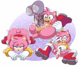 all_fours amy_rose anthro anus archie_comics ass balls bodily_fluids boots breasts clitoris cum cum_in_pussy cum_inside disembodied_penis downward_dog eulipotyphlan exposed_torso female footwear from_front_position fur genital_fluids genitals gesture gloves green_eyes hair hand_gesture handwear heart_eyes heart_symbol hedgehog hyoumaru leatherruffian male mammal mating_press medium_breasts naked_footwear nipples open_mouth penetration penis pink_body pink_fur pink_hair pussy sega sex sonic_(series) sonic_the_hedgehog_(archie) sonic_the_hedgehog_(comics) sonic_the_hedgehog_(series) spread_pussy spreading sweat sweatdrop tongue tongue_out v_sign vaginal_penetration