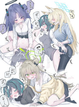 1girls 3futas absurdres abydos_high_school_student animal_ear_fluff animal_ears ass black_halo black_pantyhose black_skirt black_vest blonde_hair blue_archive blue_halo blue_shirt blush bottomless breasts cleavage clothed clothed_sex clothing cowgirl_position cum cum_on_ass cum_on_body cum_on_stomach cum_overflow drooling female female_sensei_(blue_archive) foreclosure_task_force_(blue_archive) futa_on_female futa_with_female futanari green_eyes green_hair green_halo hair_bun halo highres human humanoid humanoid_penis intersex jacket kanna_(blue_archive) kemonomimi large_breasts light-skinned_female light-skinned_futa light_brown_hair light_skin long_hair long_sleeves lying millennium_science_school_student missionary multicolored_hair multiple_females multiple_girls navel nonomi_(blue_archive) on_back on_stomach open_mouth pantyhose partially_clothed penis public public_peace_bureau_(blue_archive) purple_eyes purple_hair seminar_(blue_archive) sensei_(blue_archive) sex sharp_teeth shirt short_hair single_side_bun skirt speech_bubble standing standing_sex streaked_hair teeth translation_request valkyrie_police_school_student vest vivo_(vivo_sun_0222) white_shirt yellow_jacket yuuka_(blue_archive)