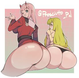 2girls absurd_res absurd_resolution absurdres artist_name artist_signature ass ass_focus bangs big_ass big_butt black_panties black_underwear bubble_ass bubble_butt c.c. code_geass curvy curvy_female curvy_figure darling_in_the_franxx dress fat_ass female female_focus female_only green_eyes green_hair hi_res high_resolution highres horns large_ass light-skinned_female light_skin long_hair multiple_females multiple_girls panties pink_hair prosciutto_pal shiny shiny_ass shiny_butt shiny_skin tagme thick_ass thick_thighs thighs twitter_username underwear upskirt viidcclxi viidcclxi_(ynk7761) voluptuous voluptuous_female wink winking ynk7761 zero_two_(darling_in_the_franxx)