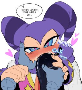 ambiguous_gender big_penis bodily_fluids clothed clothed_ambiguous clothing dialogue disembodied_hand disembodied_penis duo english_text evilcrispicular fellatio floating_heart foreplay fully_clothed fully_clothed_ambiguous genitals heart_symbol hi_res huge_cock humanoid humanoid_genitalia humanoid_hands humanoid_penis jester looking_at_viewer male male/ambiguous nightmaren nights nights_(nights_into_dreams) nights_into_dreams noseless onomatopoeia oral oral_penetration penetration penile penis purple_head saliva sega sex simple_background sound_effects speech_bubble text white_background