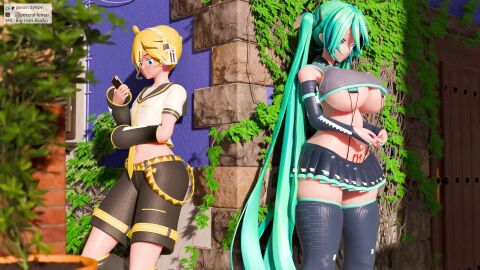 3d_animation anal big_belly big_iron_of_the_mojave breasts cum femboy futa_on_male futanari hatsune_miku inflation kagamine_len peterraynor skirt tagme video vocaloid yellow_hair
