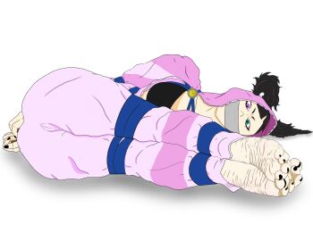 barefoot black_nails bound darksoles gagged juri_han nail_polish painted_toenails pinched_toes soles street_fighter tape_gag taped_mouth toes wrinkled_soles