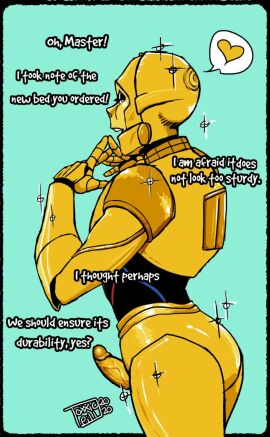 ass c-3po dialogue droid_(star_wars) erection genitals heart_symbol hi_res humanoid male masculine non-human non-human_only penis robot seducing seducing_viewer simple_background solo standing star_wars toxxicpill
