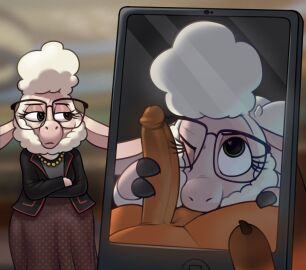 1boy 1girls 2024 balls big_penis chipchell dawn_bellwether disney fellatio female furry glasses huge_cock juxtaposition male penis penis_on_face ruined_reputation sucking_balls sucking_testicles tagme testicles zootopia