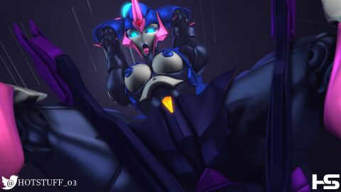 2girls 3d airachnid airachnid_(trawert) arcee arcee_(prime) arcee_(prime)_(trawert) artist_logo artist_name big_breasts blue_eyes blue_nipples breasts cunnilingus eating_pussy female female_focus female_only hotstuff lesbian lesbian_sex nipples pussy robot robot_girl robot_humanoid tongue tongue_out transformers transformers_prime trawert yuri