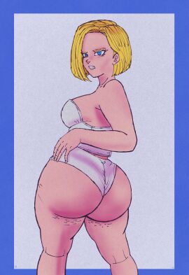 1girls android_18 annoyed_expression ass big_ass bikini blonde_hair blue_eyes bob_cut cellulite corset dragon_ball hand_on_hip looking_at_viewer masochistmaverick pawg posing short_hair thick_ass thick_thighs