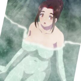 areolae breasts brown_eyes brown_hair featureless_crotch hands_off_sawaranaide_kotesashi-kun hips large_breasts navel nipples nude screencap shaved_crotch stitched thighs