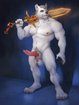 abs absurd_res animal_genitalia animal_penis anthro balls beard blizzard_entertainment canid canine canine_genitalia canine_penis dewo ear_piercing erection eyewear facial_hair facial_piercing genital_piercing genitals hi_res lunalei male male_only mammal melee_weapon moarik_(dewo) multiple_piercings mythological_canine mythological_creature mythology nipple_piercing nipples nose_piercing penis piercing pubes scrotum scrotum_piercing solo sword teeth warcraft weapon were werecanid werecanine werewolf worgen world_of_warcraft