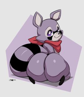 1boy 2024 ass ass_crack back_view bandana big_ass big_butt bottom_heavy butt_crack curvy curvy_figure cute digital_drawing_(artwork) fat_ass femboy feminine_male fur girly grey_fur huge_ass indigo_park joaoppereiraus looking_at_viewer looking_back looking_back_at_viewer male male_only procyonid purple_body purple_eyes purple_fur raccoon rambley_(indigo_park) smile solo solo_focus solo_male tagme white_pupils wide_hips